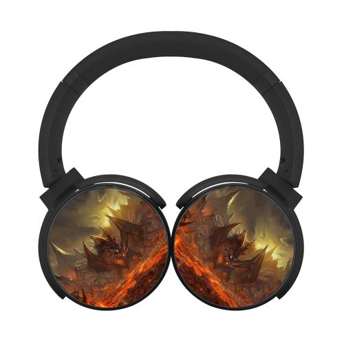  Gamer chart Video Games Dragon Stereo Wireless Headphones with Microphone On-ear Foldable Portable Music Headsets for Cellphones Laptop Tablet TV HeadphonesBlack