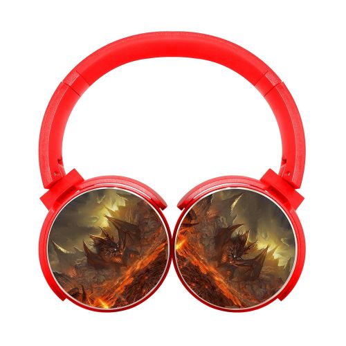  Gamer chart Video Games Dragon Stereo Wireless Headphones with Microphone On-ear Foldable Portable Music Headsets for Cellphones Laptop Tablet TV HeadphonesRed