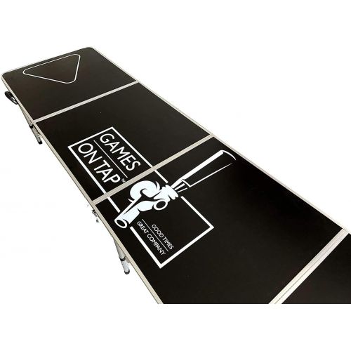  Games On Tap 8 Foot Pong Table, Foldable, Adjustable and Portable with 6 Pong Balls Included, Black, Model Number: GT8BP