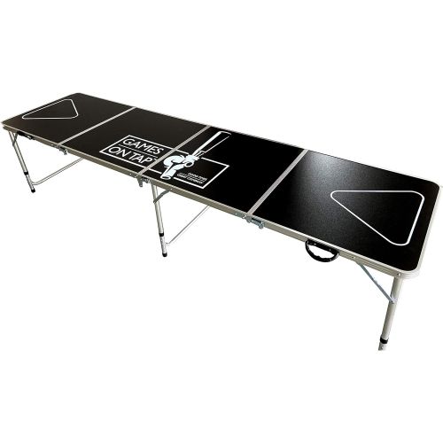  Games On Tap 8 Foot Pong Table, Foldable, Adjustable and Portable with 6 Pong Balls Included, Black, Model Number: GT8BP