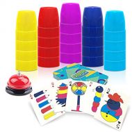 [아마존베스트]Gamie Stacking Cups Game - with 54 Challenges, 20 Stacking Cups, Bell and Instruction Sheet - Educational Color and Shape Matching Game - Classic Quick Stacks Set for Boys, Girls,