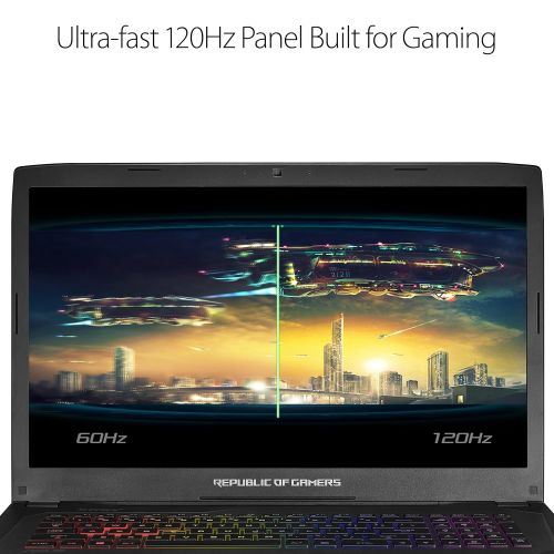 아수스 Asus ASUS ROG Strix Gaming Laptop, 17 Full HD 120Hz Panel, Intel Core i7 2.8GHz GTX 1080 8GB, 16GB DDR4 256GB PCIe SSD 1TB HDD, Black Aluminum Hairline (GL702VI-WB74)