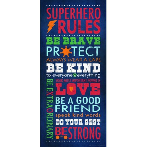  Gango Home Decor Superhero Rules by Stephanie Marrott 1- 8x18 Poster Print