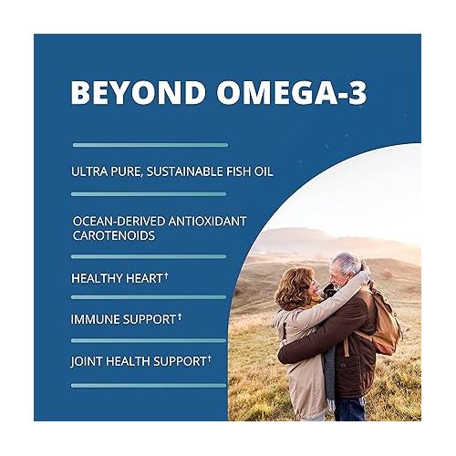  Garden of Life Ultra Pure EPA/DHA Omega 3 Fish Oil - Oceans 3 Beyond Omega 3 Supplement with Antioxidants, 60 Softgels