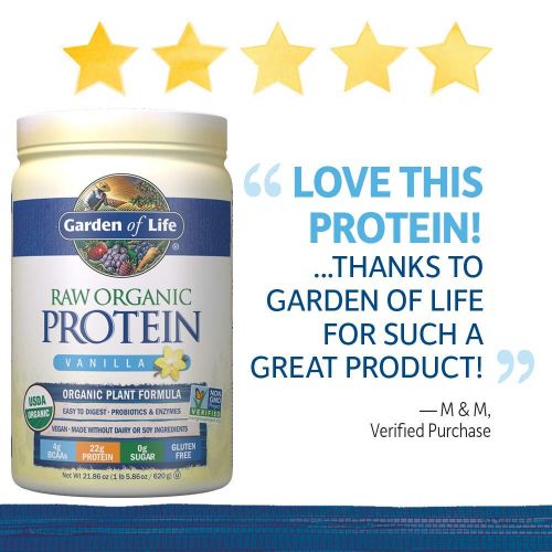  Garden of Life Raw Organic Protein Vanilla Powder, 20 Servings *Packaging May Vary* Certified...