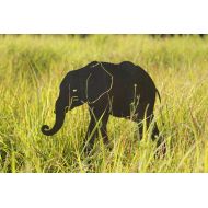 GardenArtSafari Metal Yard Art - Natural Steel - Yard Art - Elephant Garden Stake