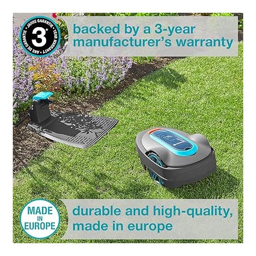  GARDENA SILENO Minimo Automatic Robotic Lawn Mower with Bluetooth app, Boundary Wire - For lawns up to 2700 Sq Ft, Made in Europe, Grey