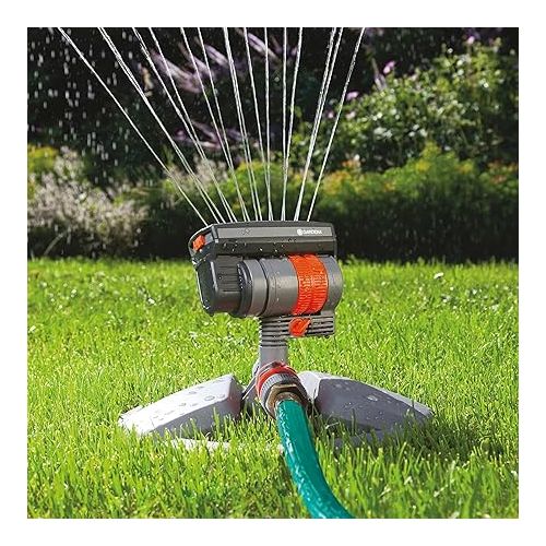  GARDENA 84-BZMX ZoomMaxx - 2300 Sq Ft, Fully Adjustable Sprinkler on Weighted Base for Flexible, Leak Proof and Precise Watering, Compatible with Any Hose Brand, Made in Germany