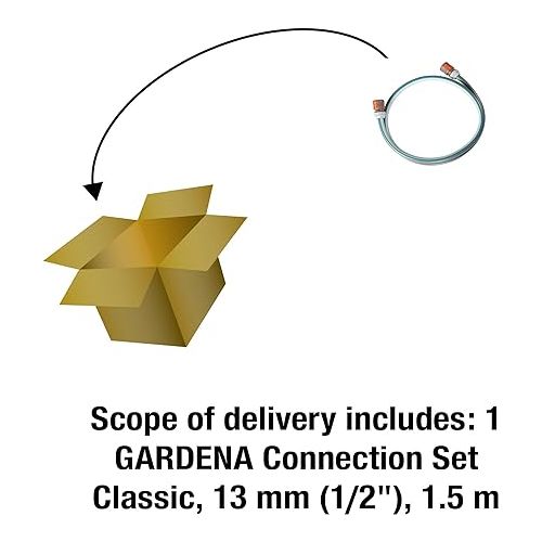  Gardena 18011-20 Set Comfort 15 mm (5/8 Equipped with Parts Original System Classic Connection Kit, 13 mm/1.5 m, Grey/Turquoise