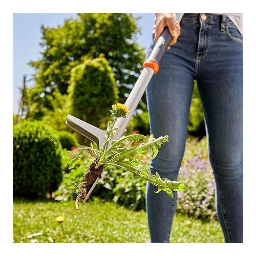  Gardena 3518-20 Weed Puller, Stand Up Weeding Made Easy, Patented Blades for Effective Weed Removal, Built-in Ejector, Silver