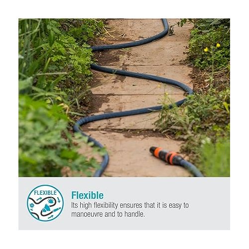  Gardena Liano Xtreme 1/2 inch, 30m set: Extremely robust textile garden hose, for indoor water taps, with PVC inner tube, lightweight, weather-resistant (18477-20)