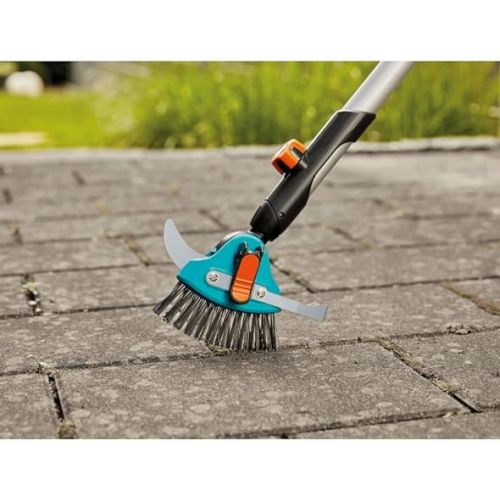  Gardena 3608-20 Combisystem 3-in-1 Patio Weeding with Cleaning Brush, Turquoise, Orange, Silver