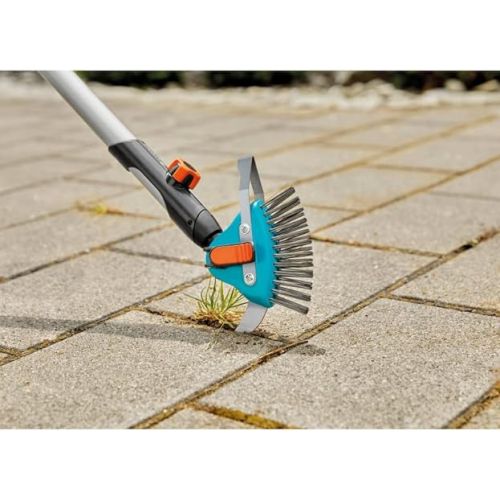  Gardena 3608-20 Combisystem 3-in-1 Patio Weeding with Cleaning Brush, Turquoise, Orange, Silver