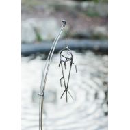 /Gardenartstore Fishing Rod with Fish ,Fishing Rod Garden Stake,Fisherman Gift, Metal Fish Sculpture,Fish decor, Pond Statue ~ Fishing Description: