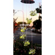 Gardengreeters SOLAR BUMBLE BEE MOBILE WINDCHIMES