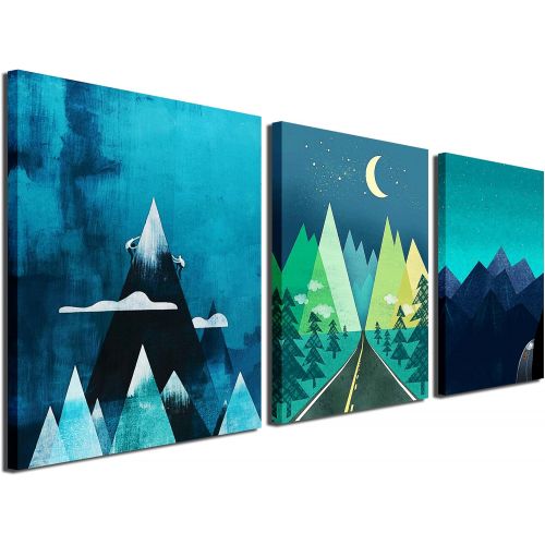  Gardenia Art - Abstract Sunrise and Sunset Canvas Prints Wall Art Paintings Abstract Geometry Wall Artworks Pictures for Living Room Bedroom Decoration, 16x12 inchpiece, 3 Panels