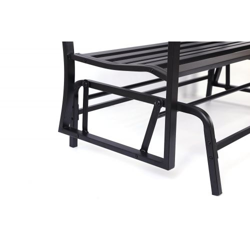  Gardenised QI003392 Powder Coated Steel Patio Garden Park Yard, 50 Outdoor Swing Glider Bench, Black