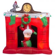 Gemmy Christmas Airblown Inflatable Santas Head Popping Down at Fireplace Scene
