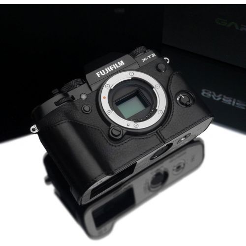  Gariz XS-CHXT2BK Genuine Leather Camera Metal Half Case for Fuji Fujifilm X-T2 XT2 / XT3, Black