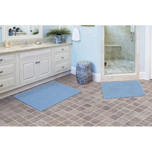  Garland Rug 2-Piece Queen Cotton Washable Rug Set, Sky Blue