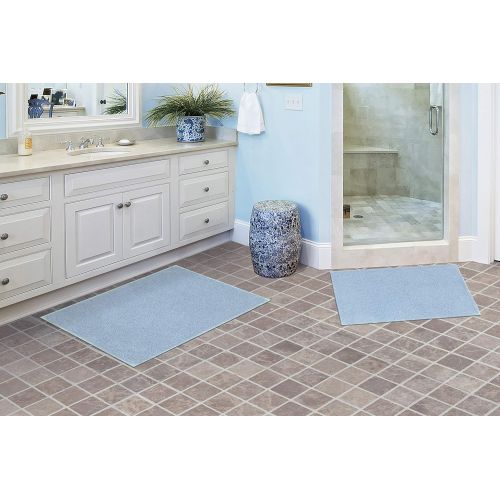  Garland Rug 2-Piece Queen Cotton Washable Rug Set, Sky Blue