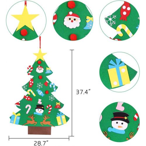  [아마존베스트]Children's Childrens Felt Christmas Tree Set Ornaments DIY Home Decoration Wall Hanging Childrens Felt Craft Kits for Christmas, New Year, Various Festivals (Santa, Snowman, Reindeer)