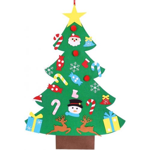  [아마존베스트]Children's Childrens Felt Christmas Tree Set Ornaments DIY Home Decoration Wall Hanging Childrens Felt Craft Kits for Christmas, New Year, Various Festivals (Santa, Snowman, Reindeer)