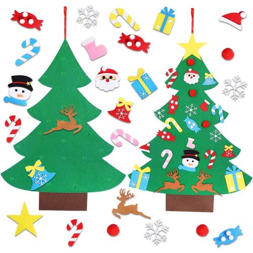  [아마존베스트]Children's Childrens Felt Christmas Tree Set Ornaments DIY Home Decoration Wall Hanging Childrens Felt Craft Kits for Christmas, New Year, Various Festivals (Santa, Snowman, Reindeer)