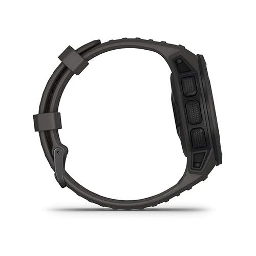 가민 Garmin Instinct, Rugged Outdoor Watch with GPS, Features Glonass and Galileo, Heart Rate Monitoring and 3-Axis Compass, Graphite