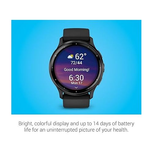 가민 Garmin Venu 3 Slate Stainless Steel Bezel 1.4-Inch AMOLED Touchscreen Display Smart Watch with 45mm Black Case and Silicone Band
