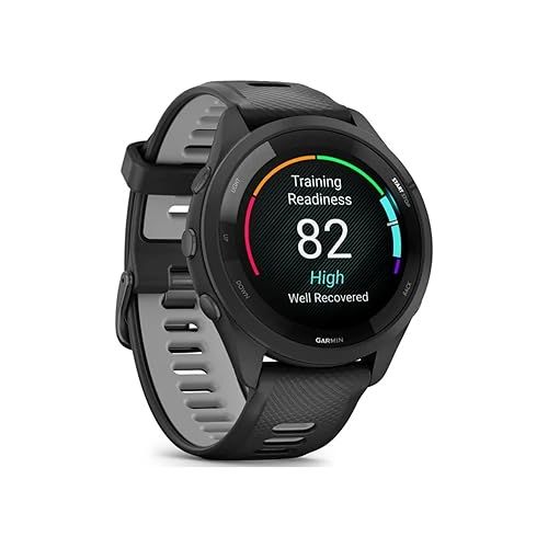 가민 Garmin Forerunner 265 Running Smartwatch, Colorful AMOLED Display, Training Metrics and Recovery Insights, Black and Powder Gray