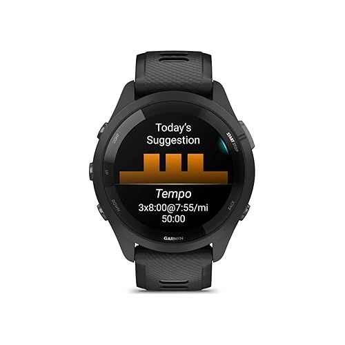 가민 Garmin Forerunner 265 Running Smartwatch, Colorful AMOLED Display, Training Metrics and Recovery Insights, Black and Powder Gray