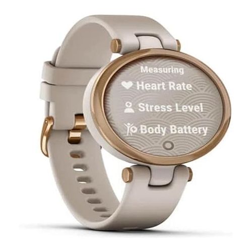 가민 Garmin Lily™, Small GPS Smartwatch with Touchscreen and Patterned Lens, Rose Gold and Light Tan, 010-02384-01