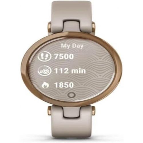 가민 Garmin Lily™, Small GPS Smartwatch with Touchscreen and Patterned Lens, Rose Gold and Light Tan, 010-02384-01