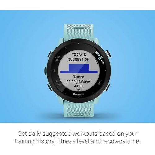 가민 Garmin Forerunner 55, GPS Running Watch with Daily Suggested Workouts, Up to 2 weeks of Battery Life, Aqua