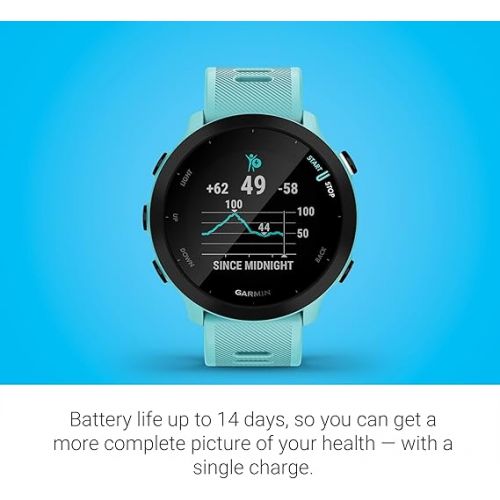 가민 Garmin Forerunner 55, GPS Running Watch with Daily Suggested Workouts, Up to 2 weeks of Battery Life, Aqua