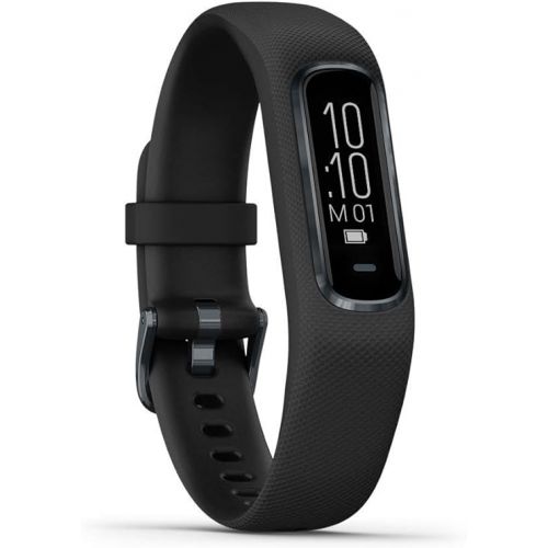 가민 Garmin vivosmart 4, Activity and Fitness Tracker w/Pulse Ox and Heart Rate Monitor, Midnight w/Black Band, Large (Renewed)