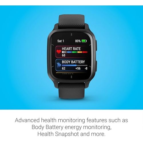 가민 Garmin Venu® Sq 2 - Music Edition, GPS Smartwatch, All-Day Health Monitoring, Long-Lasting Battery Life, AMOLED Display, Slate and Black
