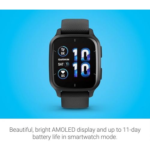 가민 Garmin Venu® Sq 2 - Music Edition, GPS Smartwatch, All-Day Health Monitoring, Long-Lasting Battery Life, AMOLED Display, Slate and Black