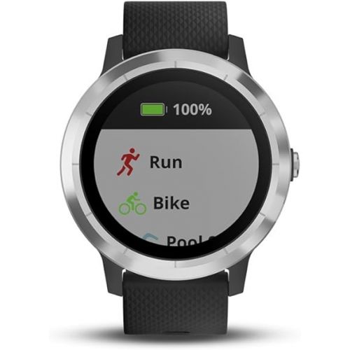 가민 Garmin Vivoactive 3 GPS Smartwatch with Built-in Sports Apps - Black/Silver (Renewed)