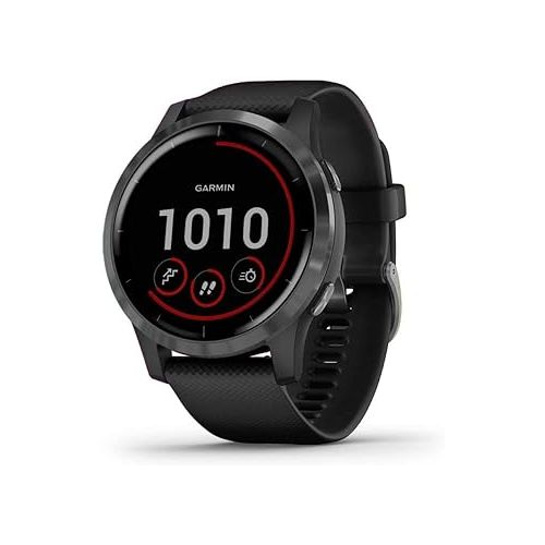 가민 Garmin Vivoactive 4 GPS Fitness Smartwatch (Renewed) with Black Case and Slate Hardware