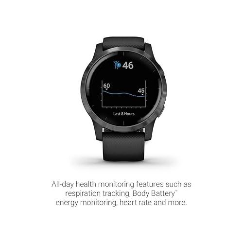 가민 Garmin Vivoactive 4 GPS Fitness Smartwatch (Renewed) with Black Case and Slate Hardware