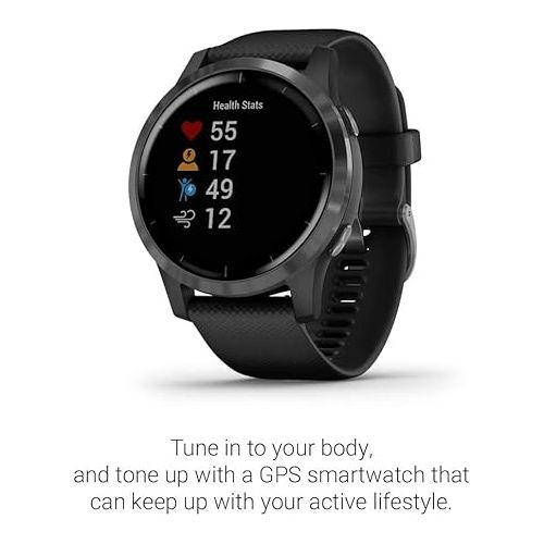 가민 Garmin Vivoactive 4 GPS Fitness Smartwatch (Renewed) with Black Case and Slate Hardware
