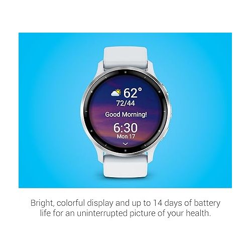 가민 Garmin Venu 3 Silver Stainless Steel Bezel 1.4-Inch AMOLED Touchscreen Display Smart Watch with 45mm Whitestone Case and Silicone Band