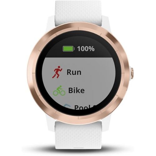 가민 Garmin 010-01769-09 Vivoactive 3, GPS Smartwatch with Contactless Payments and Built-in Sports Apps, White/Rose Gold
