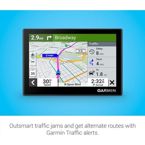 가민 Garmin Drive™ 53 with Traffic, GPS Navigator, High-Resolution Touchscreen, Simple On-Screen Menus and Easy-to-See Map, Driver and Traffic Alerts