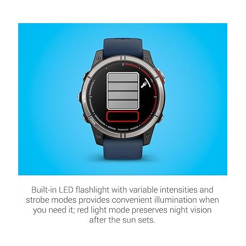 가민 Garmin quatix® 7 Pro Premium GPS Marine Smartwatch with AMOLED Display, LED Flashlight, Sailing and Watersport Activities, Fish Forecast and Trolling Motor Control