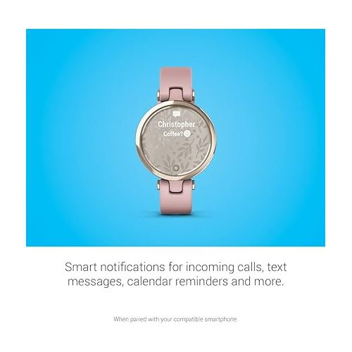 가민 Garmin Lily™ Stylish Small Smartwatch, Bright Touchscreen Display and Patterned Lens, Cream Gold and Dust Rose, Silicone Band