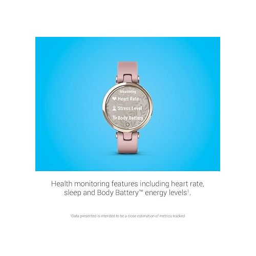 가민 Garmin Lily™ Stylish Small Smartwatch, Bright Touchscreen Display and Patterned Lens, Cream Gold and Dust Rose, Silicone Band