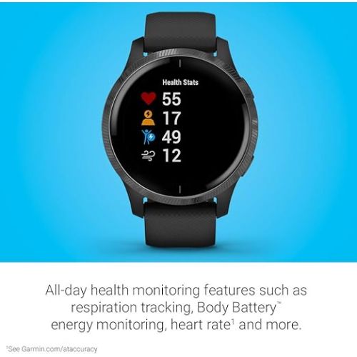 가민 Garmin 010-02173-11 Venu, GPS Smartwatch with Bright Touchscreen Display, Features Music, Body Energy Monitoring, Animated Workouts, Pulse Ox Sensor and More, Black